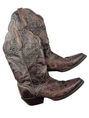 J.B. Dillon Brown Leather Western Boots Size 8.5